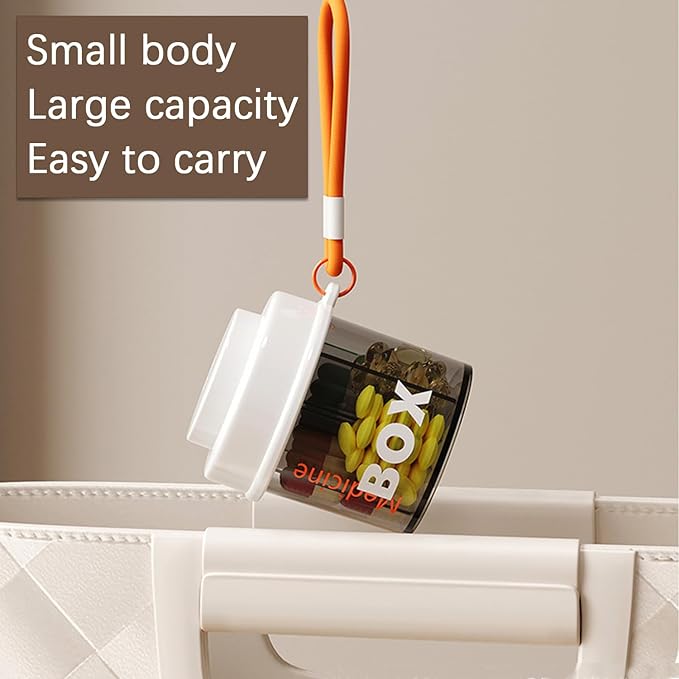 Pill Dispenser,Portable Supplement Organizer Bottle with Anti-Mixing and Wide Openings Design(Orange)