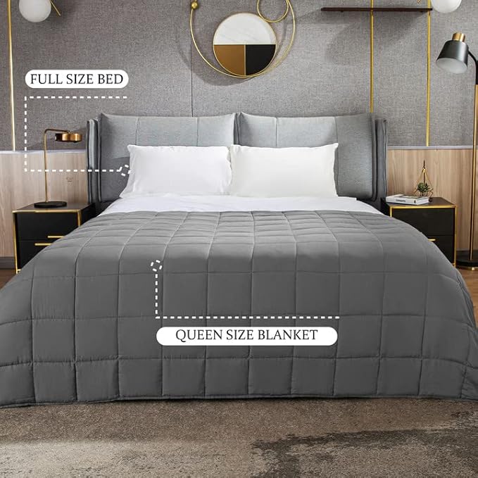 CYMULA Weighted Blanket for Adults (15lbs 48"x72" Twin Size) - Cooling Breathable Heavy Blankets for Summer Winter - Ultra Microfiber Soft Comfort Throw with Glass Beads - Gifts for Men/Women
