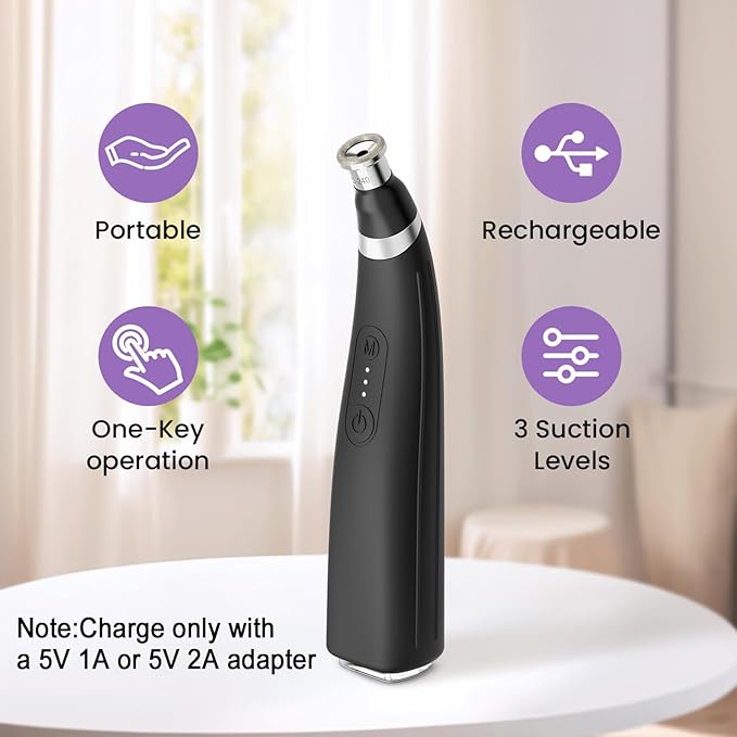 Diamond Microdermabrasion Machine, UNOISETION Rechargeable Micro Dermabrasion Facial Tool with 12 Diamond Tips, Blackhead Remover for Home Travel