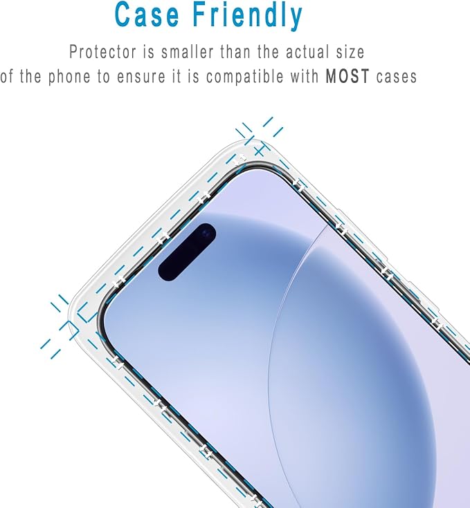 HPTech 2 Pack Anti Blue Light Screen Protector for iPhone 17 Pro 6.3 Inch Eye Protection Tempered Glass Film, Easy to Install, Bubble Free