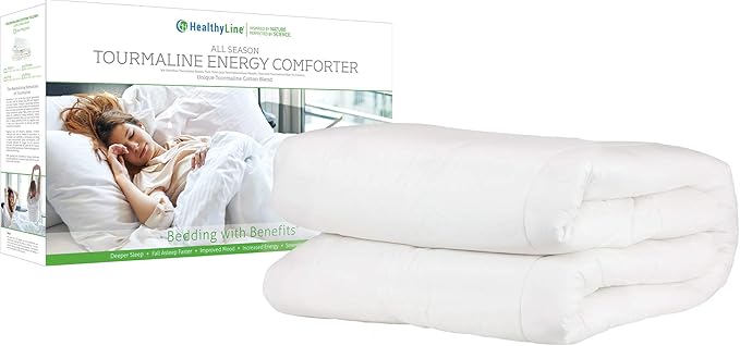 HealthyLine Tourmaline Fiber Filled Comforter - 233 TC Cotton Exterior, Lightweight, Breathable, Biomagnetic and Far Infrared Therapy (Full)