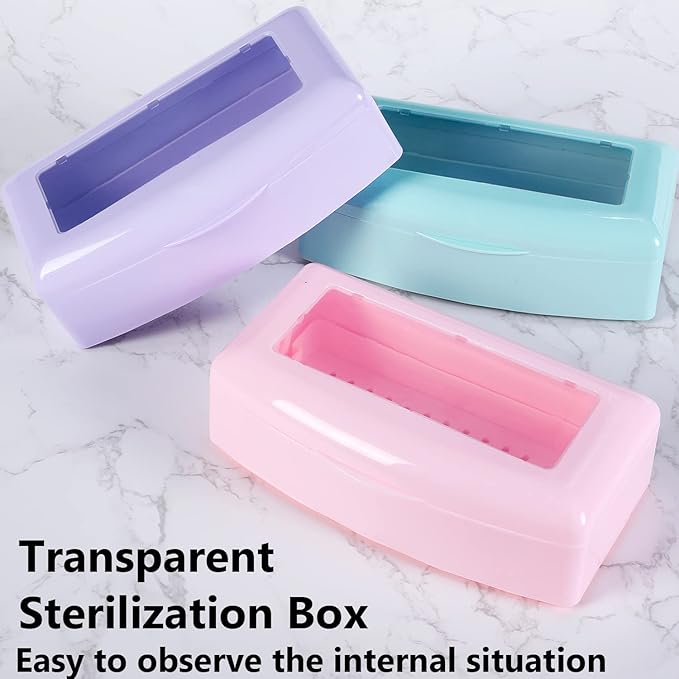 Plastic Sterilizing Tray,Sterilization Box,Nail Art Tool Sterilizer Tray, Sterilizer Tray Box Nail Art Salon Sterilizing Too（Blue）