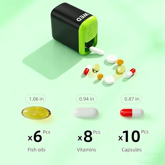 Weekly Pill Organizer, 7 Day Once a Day Pill Box with Visual Check Indicators, Detachable Travel Pill Case, Large Capacity Vitamin & Medicine Organizer (Black)
