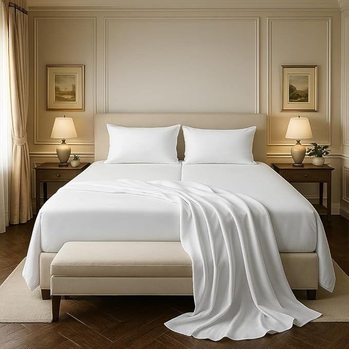 Degrees of Comfort Coolmax® Cooling Bed Sheets Split King Size for Hot Sleepers, Moisture Wicking Sheet Set for Night Sweats, 16" Deep Pocket, Ultra Soft, Cozy for All Seasons, White 5 Pieces