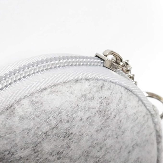Pill Box Protective Bag Felt Coin Purse Zipper Round Pill Case Bag Men and Women (Light grey +Dark grey)
