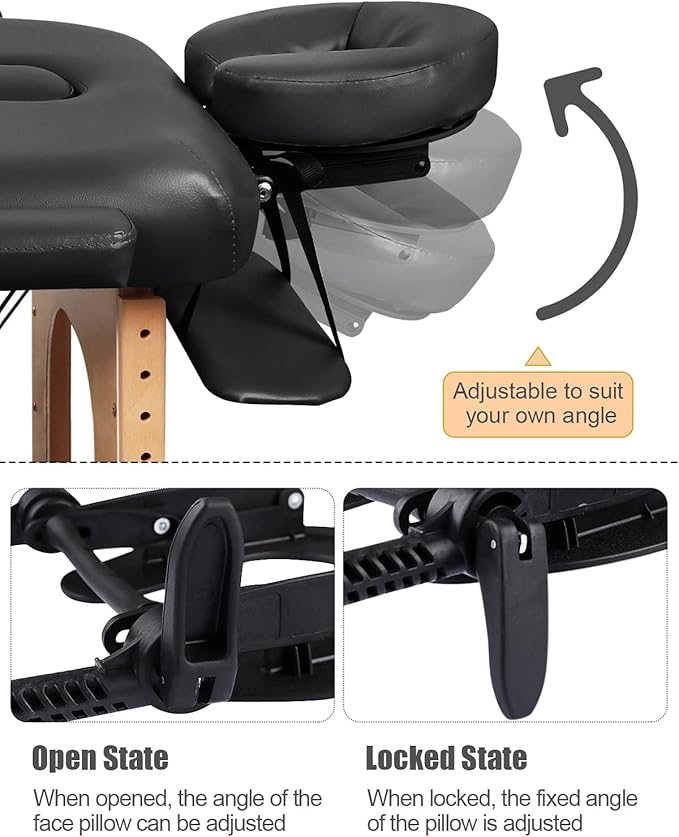 Kalolary Universal Face Cradle & Cushion for Massage Table, Adjustable Massage Headrest & Face Pillow Face Holder for Bed, Mattress Top Massage Kit Head Face Rest for Salon Home