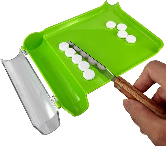 Medarchitect Right Hand Pill Counting Tray with Spatula (Light Green - Wood Handle)