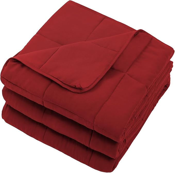 Red Weighted Blanket for Adults 12lbs, 48"x72", Twin Full Size Cooling Heavy Throw Blanket for 110-130lbs, Microfiber Soft Thick Big Blankets Weighted Comforter Breathable Gift for Sleeping