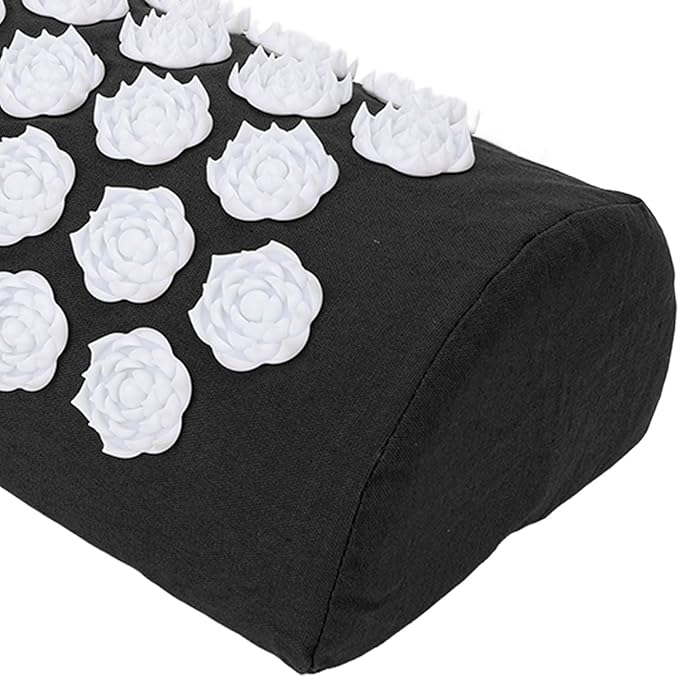 Acupressure Pillow for Neck, Acupressure Massage Pillow, Floral Stimulation Design ABS and Cotton Material Great Yoga Meditation(Black)