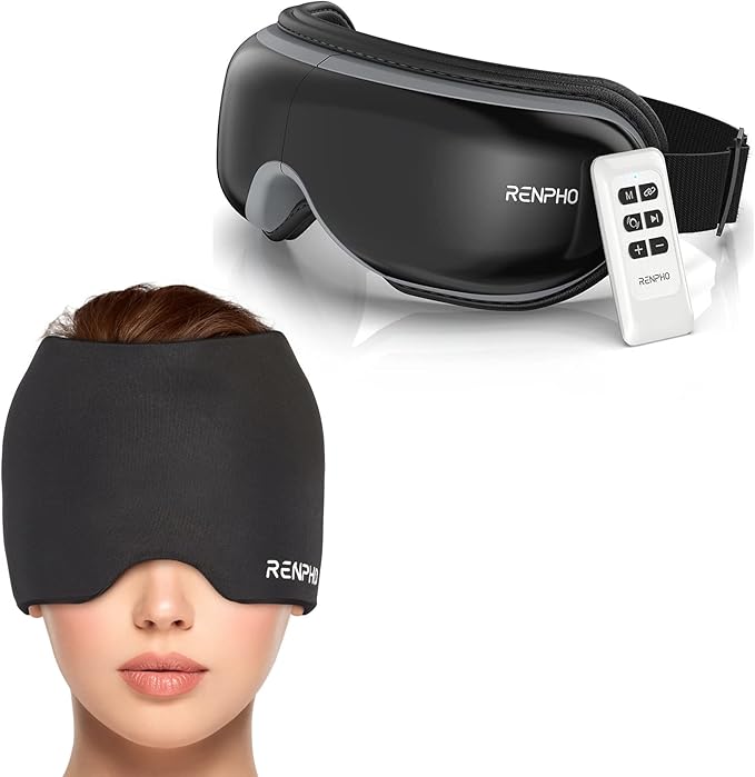 RENPHO Ice Head Wrap Headache Relief Hat with Hot or Cold Therapy, Eye Massager with Heat, Compression, Migraine Relief Cap,