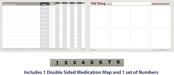 8 Time a Day Travel Sized Pill Case with Large Compartments and Airtight Seal, Adjustable Dividers, Silicone Gasket Waterproof Med Box, Numbered Stickers and Medication Map (Clear, 2 Pack)