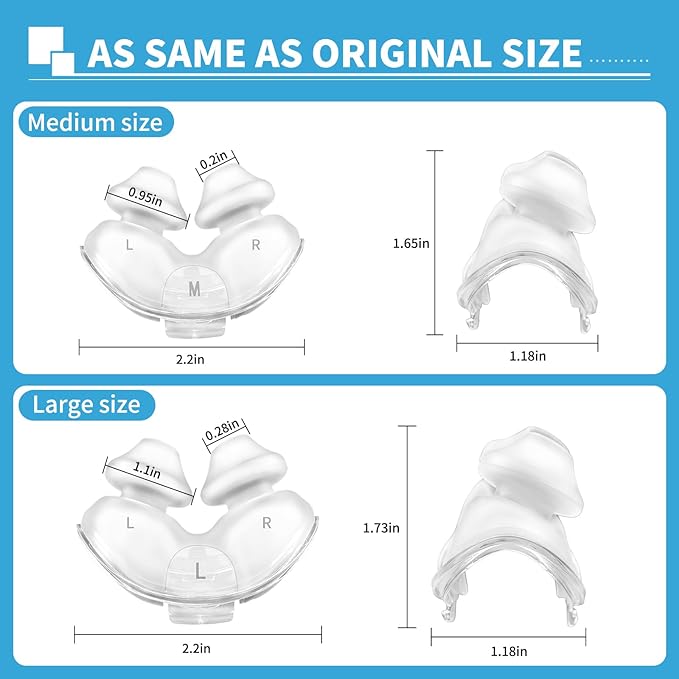 Replacement Nasal Pillows for ResMed Airfit P10, Ultra-Soft Silicone, Gentle Fit, Comfortable Seal, Replacement CPAP Supplie, 2 Packs (Medium)