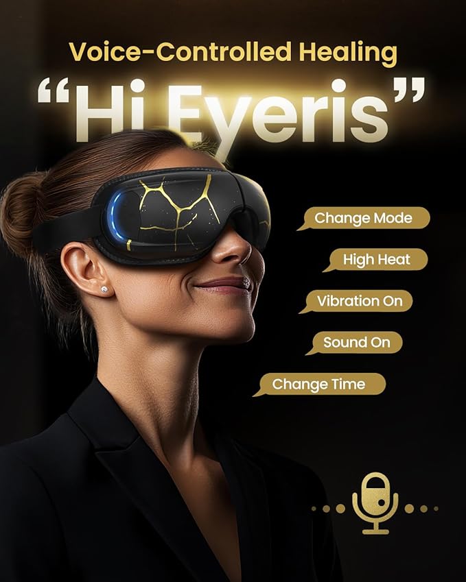 RENPHO Eye Massager with Heat and Cooling Voice Control, Birthday Gifts for Men Women Dad Him Her, Eye Mask for Migraines, Eye Care with Massage, Reduce Dry Eyes Eyeris Kintsugi