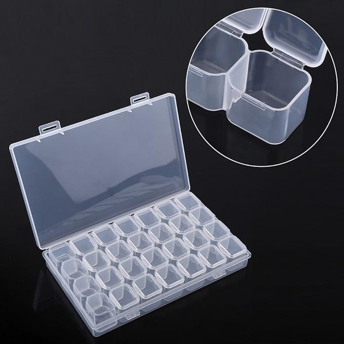 Monthly Pill Organizer,Clear Plastic 28 Slots Adjustable Oversized Pill Box for Travel, Storage Organizer for Storing Pills, Earrings, Finger Rings, Necklace Beads