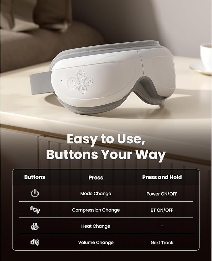 BOB AND BRAD Eye Massager FSA Eligible/HSA Eligible, EyeOasis 2 Heated Eye Mask for Migraines with Music, Smart Migraine Massager Warm Compress Therapy for Migraines, Dry Eyes, and Eye Strain Relief