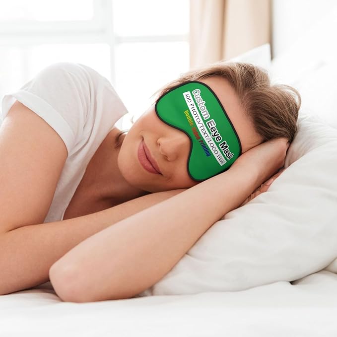 Personalized Eye Mask Add Picture Text Image Logo Custom Travel Sleeping Masks for Home Office Customized Sleep Mask for Men Women Blocks Light Adjustable Strap Irish Green