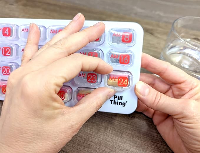AM/PM Monthly Pill Organizer Tray with 31 Morning and Evening Daily Removable Pill Box Pods (Clear - AM/PM)