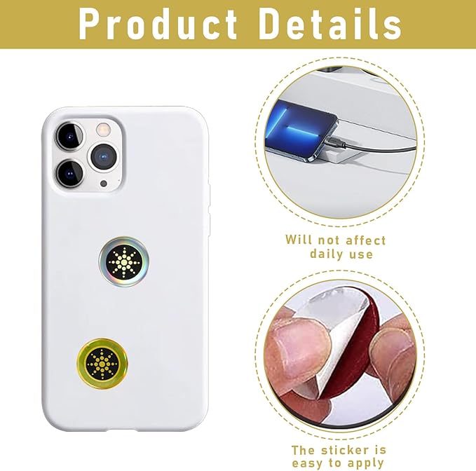 12 Pcs Emf Blocker for Cell Phone,Radiation Blocker,Emf Stickers for Cell Phone,A Practical Gift for Tech Lovers for Smart Phones/Tablets/Laptops Electronic Devices Blockers Silver，Gold