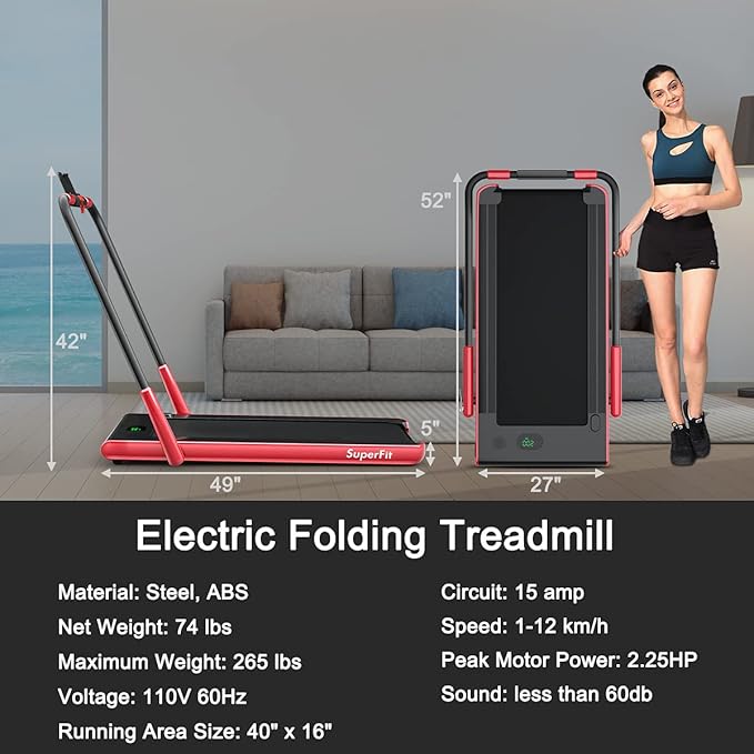 GYMAX Walking Pad, Foldable Under Desk Treadmill with LED Monitor, Remote Control, Smart App Control, Folding Portable Desk Treadmill for Office Standing Desk, Home Office Treadmill