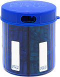Monster Jr Supplement Pill Dispenser with Labels - Holds Small Medium Medication Vitamins and Easily Dispense from One Container Includes Compartment Labels (Monster Jr Blue UV - 1 Pack)