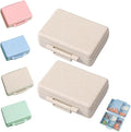 2023 New Daily Pill Organizer, 9 Compartments Portable Sealed Pill Box, Travel Pill Organizer, Waterproof Design Pill Box for Wallet Pocket to Hold Vitamins, Cod Liver Oil & Medications (F-2PC-Beige)