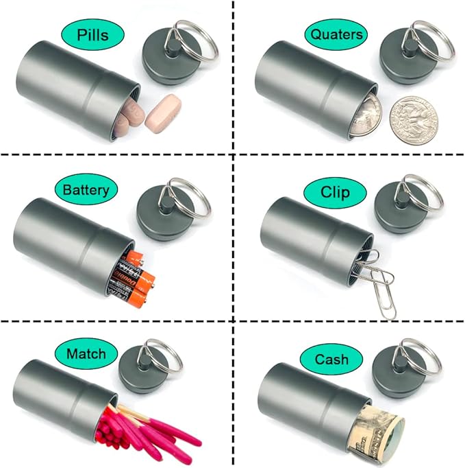 2 Packs 100 Tablets Nitro Bottle Holder, EFFIET Waterproof Metal Pill Bottle Container Capsule Match Container for Geocaching Quarters Cash Hider Storage Tubes/Fishing/Garden/Yard Hiding