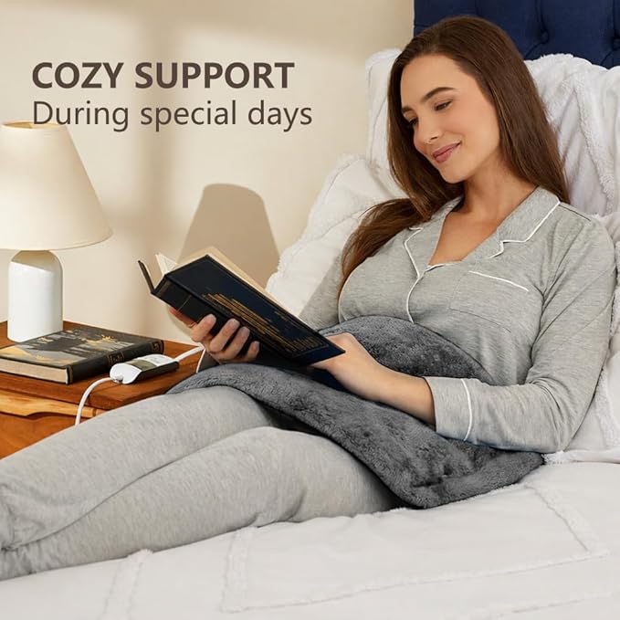 Boncare® Ultra Plush XL Heating Pad for Neck and Shoulder and Back with Auto-Off, Stay-On Warmth Up to 18 Hours, 6 Heat Levels, 12.6 ft Cord for Bed Foot Warmer with Gift Box (Cloud Gray, 12"x24")