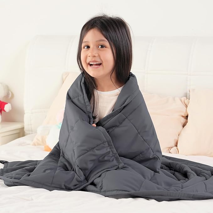 Topblan 3 lb Weighted Blanket, 36" x 48" Small Heavy Blanket, Soft Microfiber, Glass Bead Filling for Calming and Better Sleep, Washable,Dark Grey