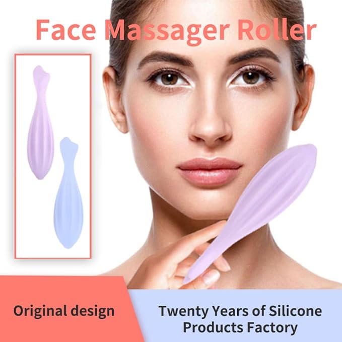 Face Roller, Silicone Skin Care Beauty Lifting Contouring Silicone Face Massage Face Roller (Purple)