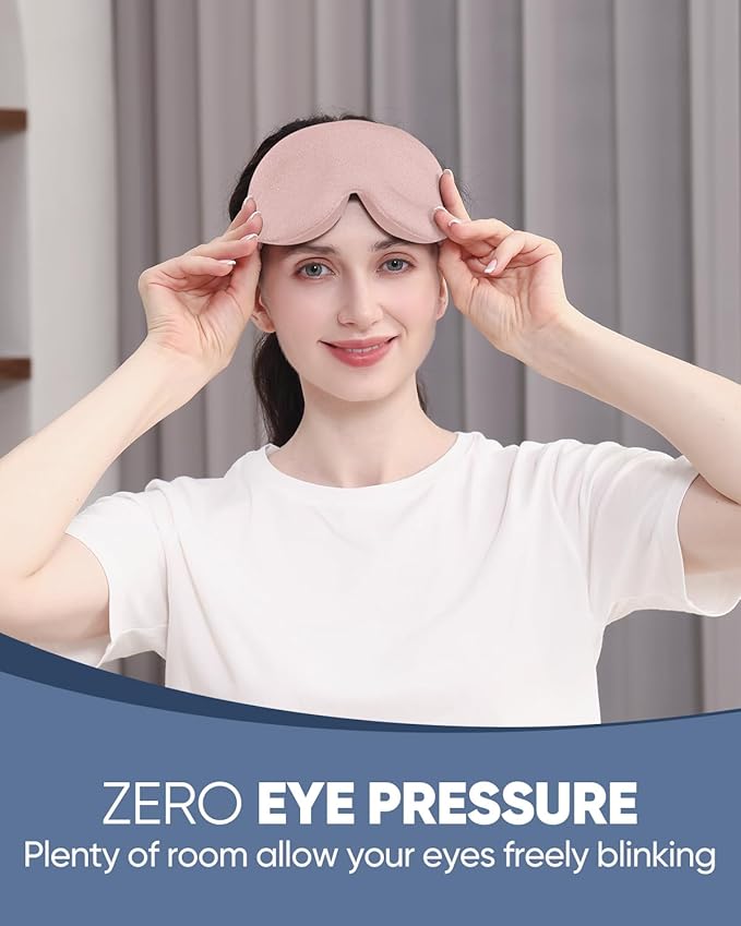 Sleep Eye Mask for Men Women 2 Pack 3D Contoured Cup Sleeping Mask & Blindfold, Concave Molded Night Sleep Mask, Block Out Light, Soft Comfort Eye Shade Cover for Travel Yoga Nap, Pink & Blue