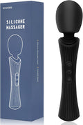 Handheld Cordless Personal Massager - Powerful 12 Vibration Patterns, 3 Speeds Settings & Waterproof, Body-Safe Silicone for Relaxation and Muscle Comfort in Neck, Shoulders and Foot - Black