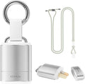 Keychain Pill Holder Necklace, KOVIUU Magnetic Pill Organizer, Aluminum Pill Case, Mini Metal Pill Box, Nitroglycerin Emergency Medicine Carrier Key Chain Container for Purse Pocket, Silver