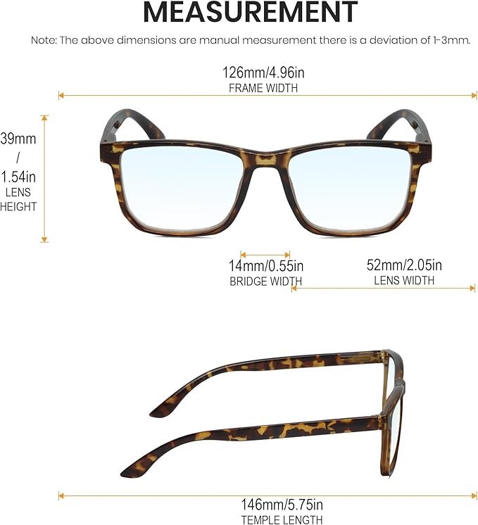 Calabria R861 Rectangular Blue Light Blocking Reading Glasses Men Women Trendy Eyeglass Work Gaming Computer Readers w/Case