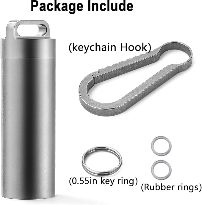 TISUR Portable Pill Cases Titanium Pill Holder+TISUR Carabiner Keychain Ring