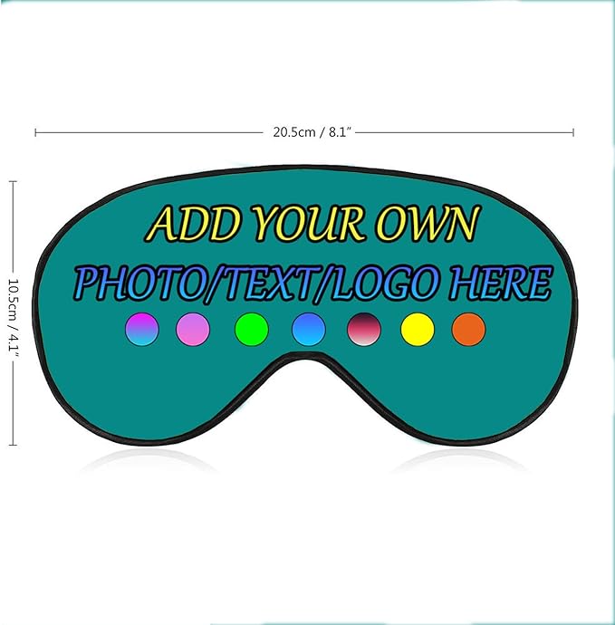 Personalized Eye Mask, Custom Eyeshade Blindfold Add Your Design Image Text Customized Eye Cover with Adjustable Strap for Sleeping Travel Work Naps Blocks Light, Turquoise