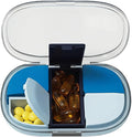 Portable Pill Organizer, Small Pill Case with Pocket 4 Compartments, Travel Pill Box, Pill Container to Hold Vitamin, Fish Oil, Supplement or Jewelry (Blue, 5 Case)