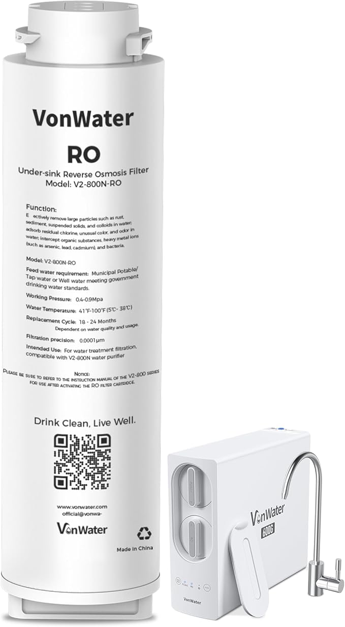 𝟴𝟬𝟬𝗚 𝗥𝗢 Filter Replacement, for 𝗩𝟮-𝟴𝟬𝟬𝗡 Undersink Reverse Osmosis System, NSF/ANSI 372 Certified, 24 Months Lifetime, Reduce TDS PFAS
