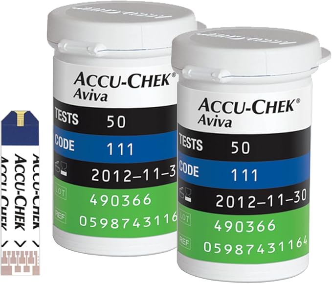 Accu-Chek Aviva Plus Test Strips for Diabetic Blood Glucose Testing (Pack of 100)