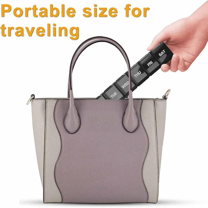 Pill Organizer Daily Case US Stock Weekly Portable Extra Large 7 Day Box Black