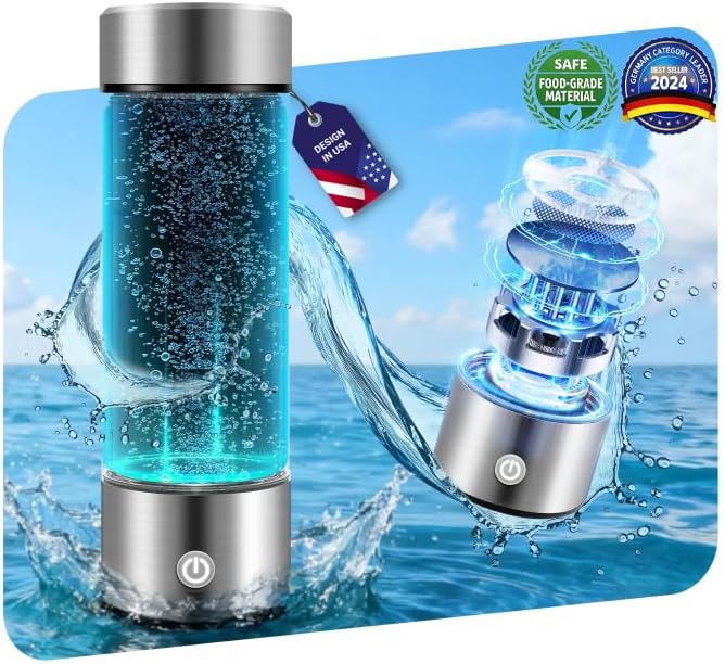 New Upgrade Hydrogen Water Bottle Generator【Industry TOP - 24-Hour Hydrogen Lock】【NO.1 Double Hydrogen Content】| 0 Chlorine & 0 Ozone | 100% Leak-Proof Seal, Sports Hydrogen Water Bottle