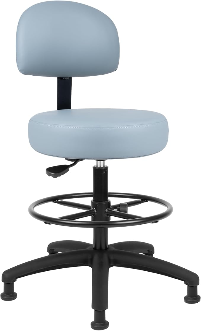 TAKE UR SEAT® Economical Multi-Purpose Medical Spa Drafting Stool with Adjustable seat and Back Height. Advanced Fabric seat Cover is Easy to Clean. Glide (Tall Bench Height Grey)