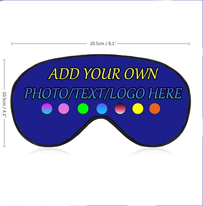 Personalized Eye Mask, Custom Eyeshade Blindfold Add Your Design Image Text Customized Eye Cover with Adjustable Strap for Sleeping Travel Work Naps Blocks Light, Dark Blue
