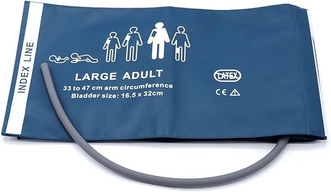 Universal NIBP PU Cuff for Large Adult 33-47cm, Single Tube Reusable Replacement Blood Pressure Cuff, No Connector