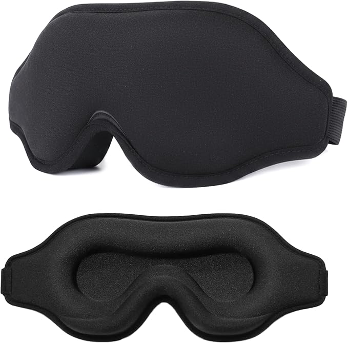 99% Fully Block Out Light Eye Sleep Mask, 3D Deep Contoured Eyes Cover Zero Pressure, Long Lash Extension Eyes Mask with Adjustable Straps for Sleeping Travel Home Nap Rest Women Men (Black)