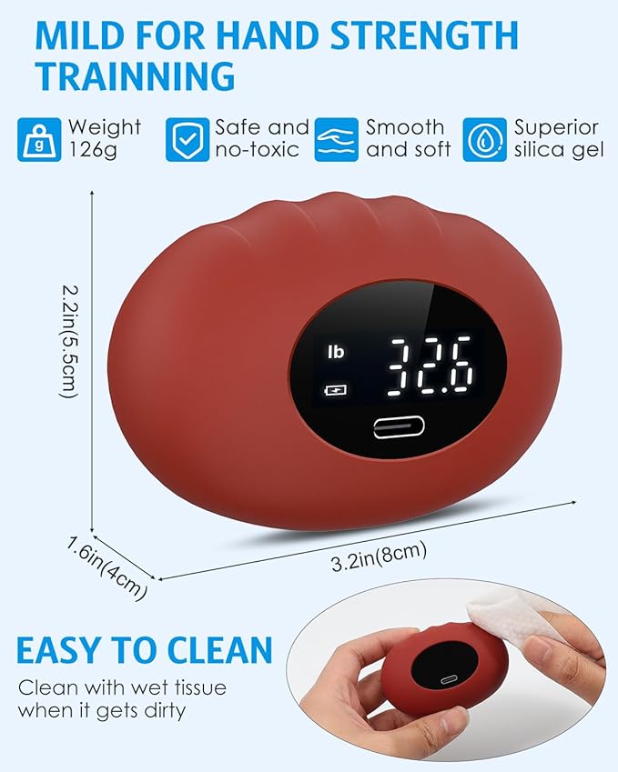 AMIR Hand Grip Strength Tester Trainer, Upgraded Rechargeable Electronic Hand Dynamometer up 395 Lbs (180kg) Forearm - Gripper-Finger Grip Strengthener Exerciser, Stress Balls for Sport Home