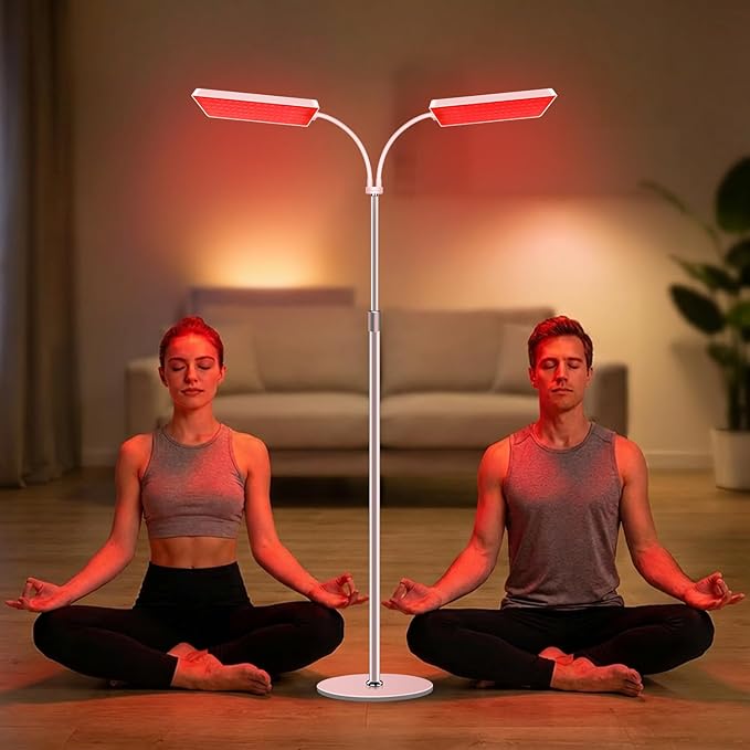 2 Head Red Light Therapy Lamp for Body and Face Use, 3 in 1 Chip with 660nm Red Light and 850nm Near Infrared Light, LED Red Light Therapy Device with 61 inch Adjustable Stand