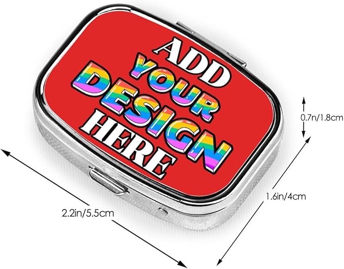 Custom Pill Container, Medicine Pill Box Case Organizer Travel Pill Holder Vitamin for Purse Med Wallet Portable Mini Pastillero Square, Red, Personalized Gifts