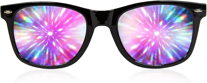 GloFX Black Frame Extreme Line Diffraction Glasses – Laser Etched for Vibrant Rainbow Light Effects, Flexible & Durable, Perfect for Raves & Festivals