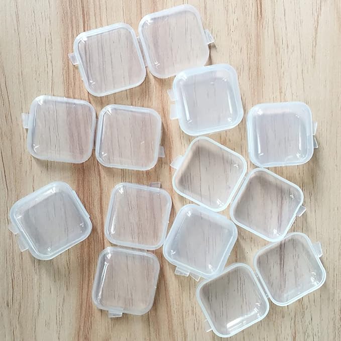 10 Pcs Mini Clear Plastic Boxes Transparent Pills Case Square Jewelry Bead Containers Empty Earplugs Box for Storage Small Items