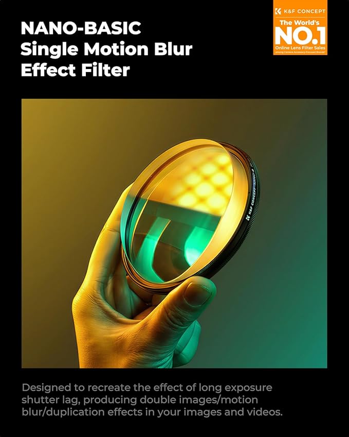 K&F CONCEPT 77mm Unilateral Blur Ghost Motion Filter Super Speed Effects for Camera Lens Clear Optical Glass with Cleaning Cloth